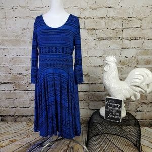 Cynthia Rowley Blue Black Tribal Print Dress Work